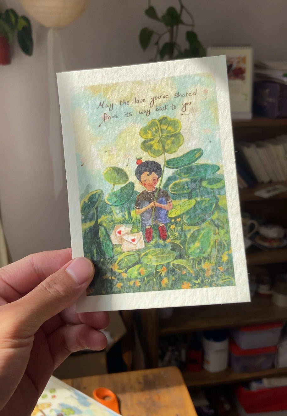 Wanderer orange boy postcard