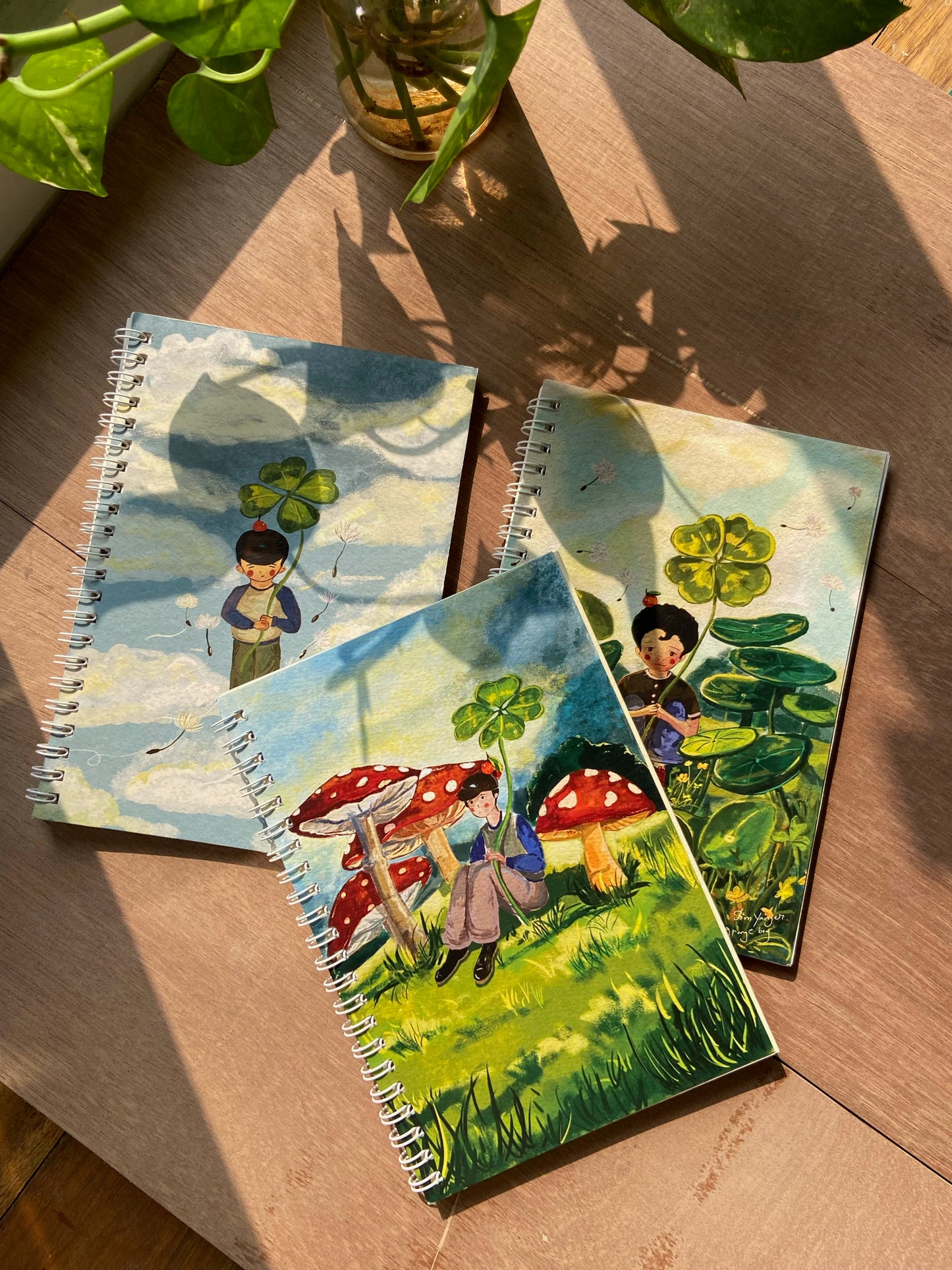 Orange boy notebook Bundle ( 3 notebook & 5 random postcards)