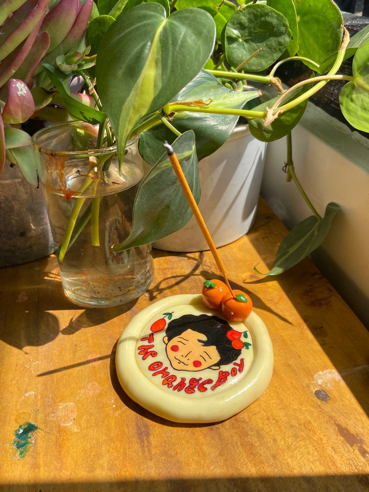 The orange boy trinket dish / incense holder