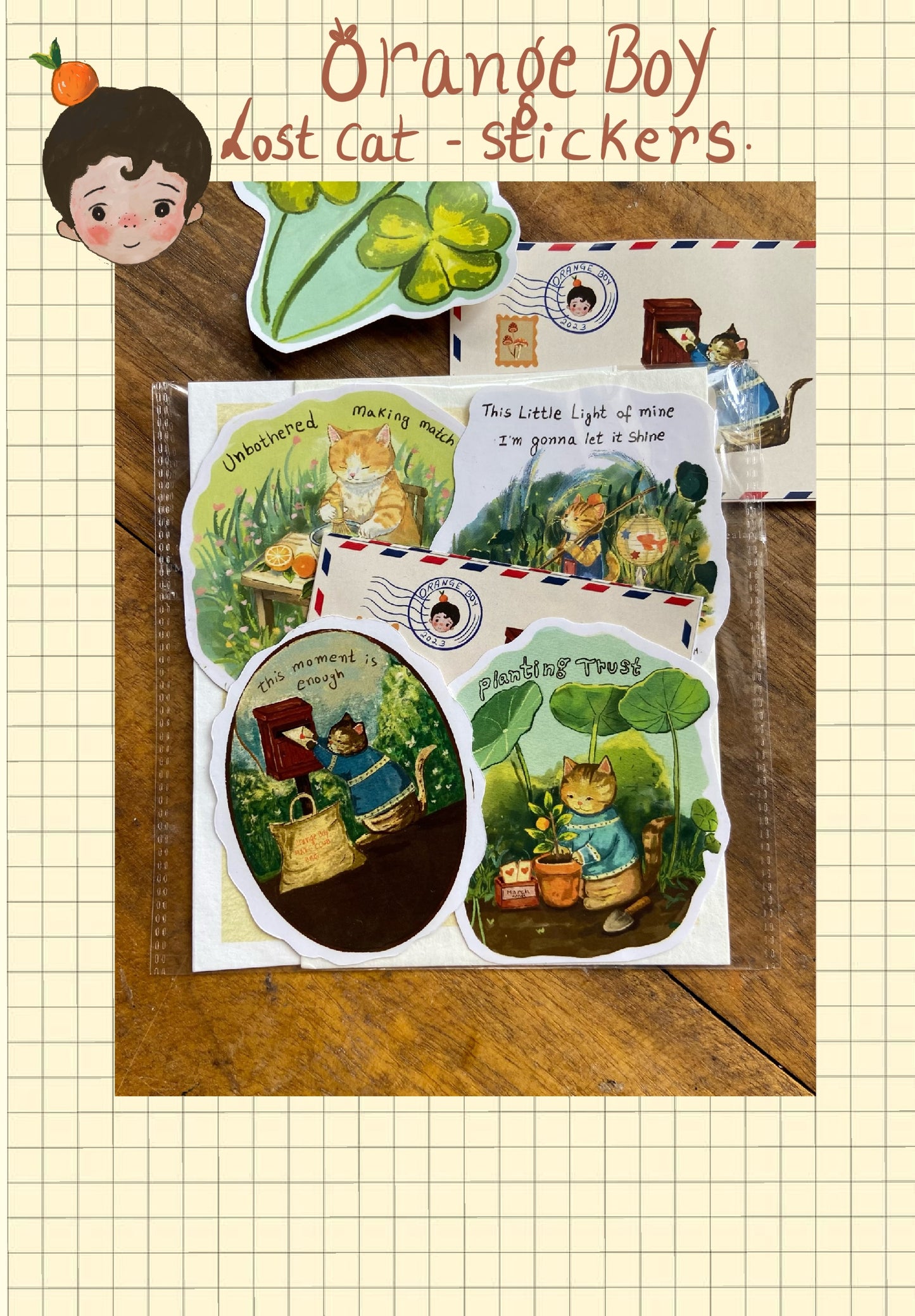 Lost cat stickers set