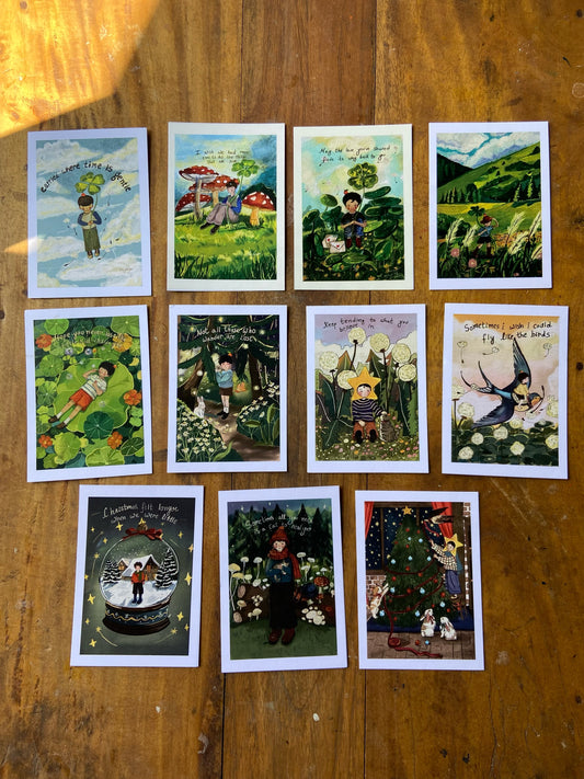 Orange boy 11 whimsical postcard bundle