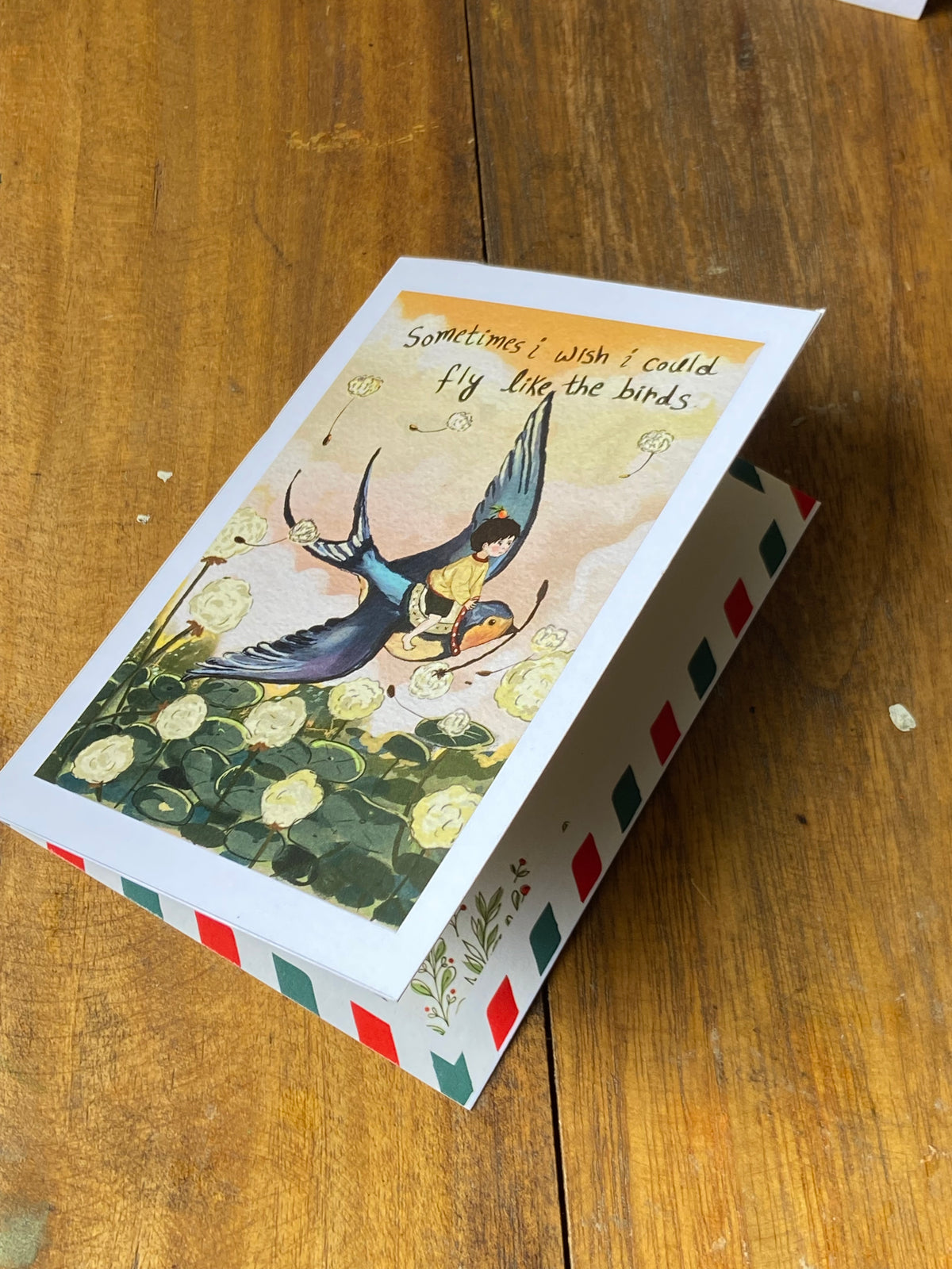 Fly like birds greeting card