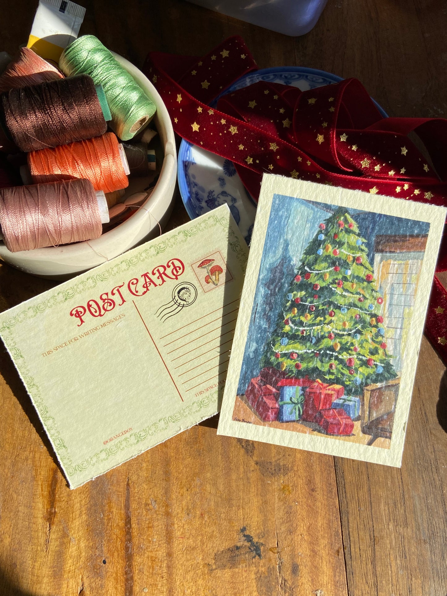 Childhood Christmas tree postcard