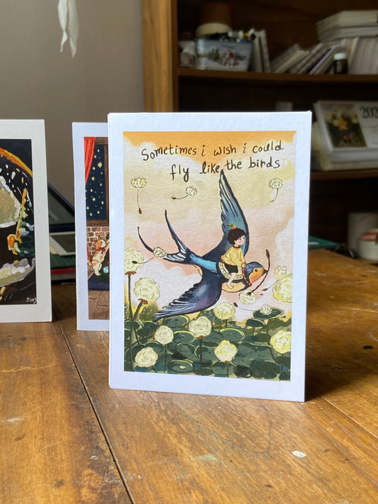 Fly like birds greeting card