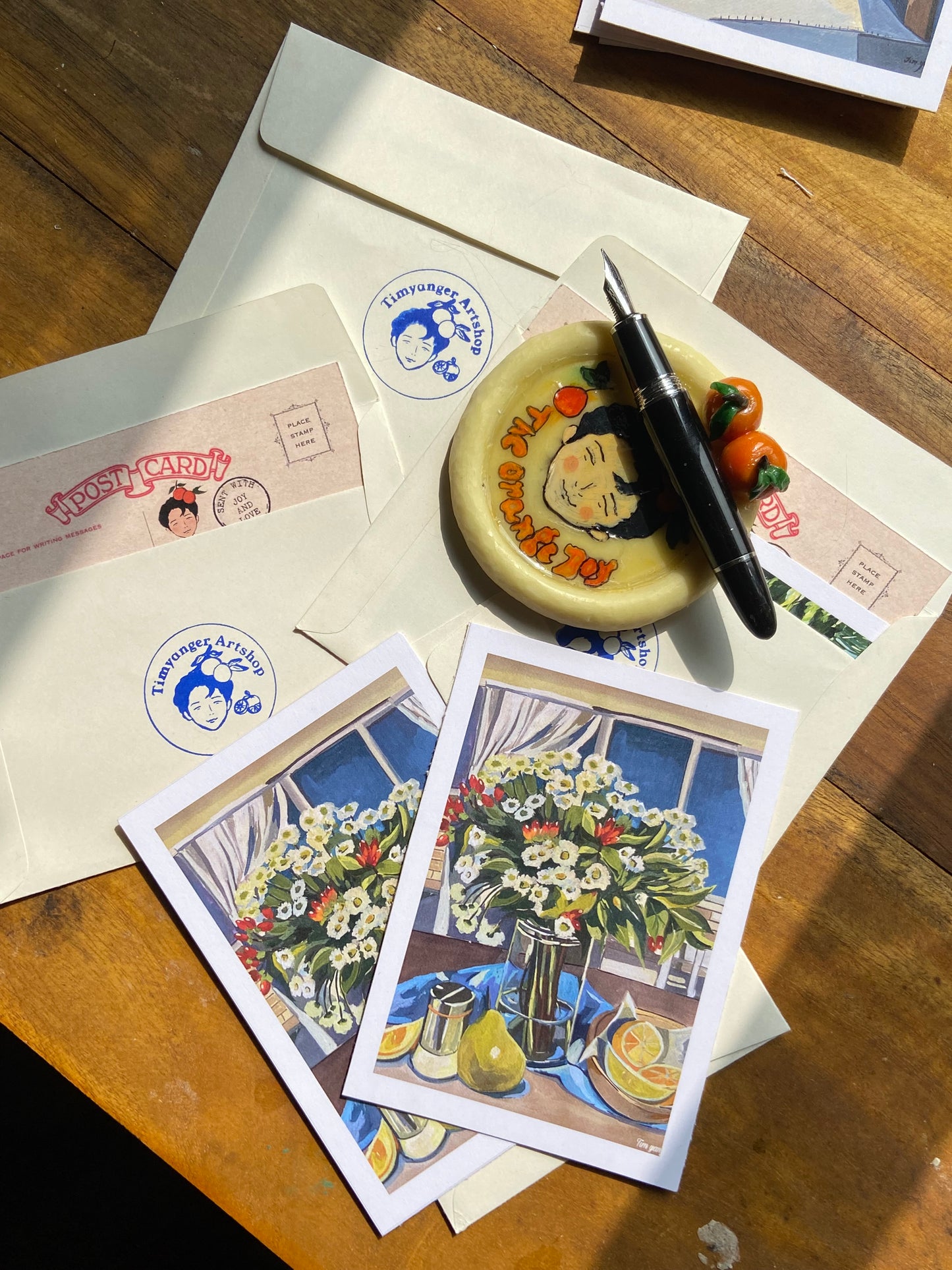 Summer flowers and fruits postcards