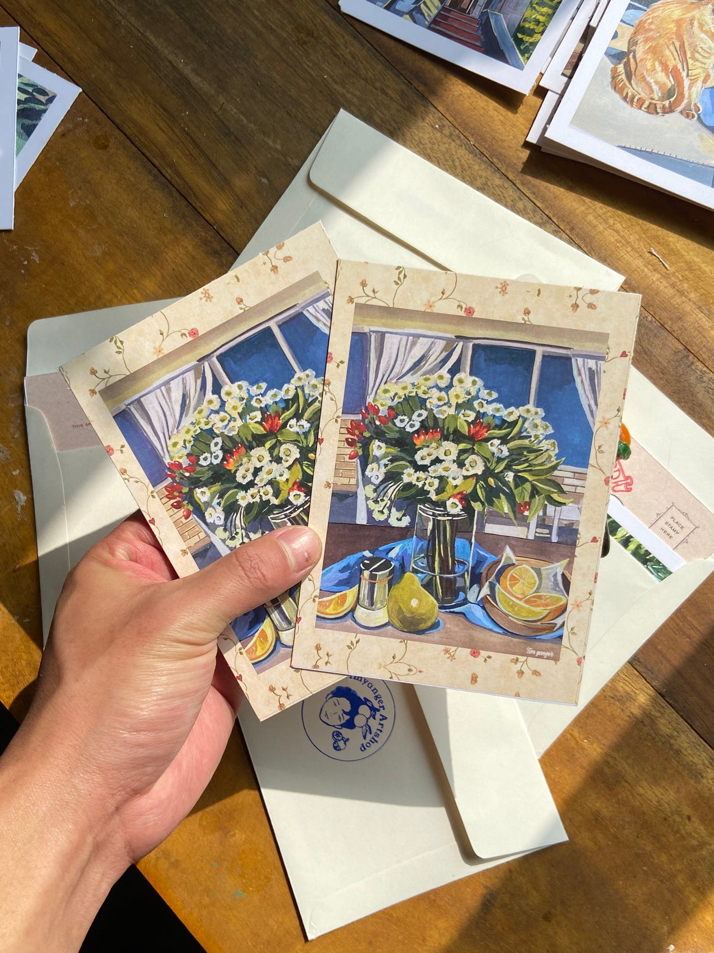 Summer flowers and fruits postcards