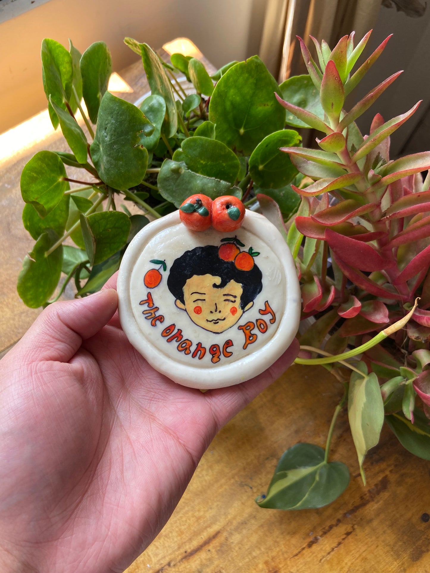 The orange boy trinket dish / incense holder