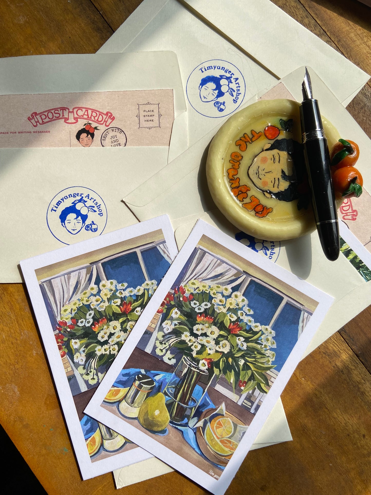 Summer flowers and fruits postcards