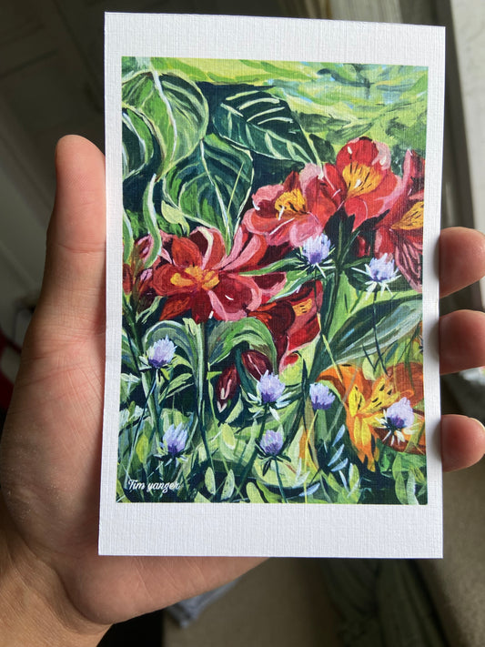 Red alstroemeria flowers Postcard