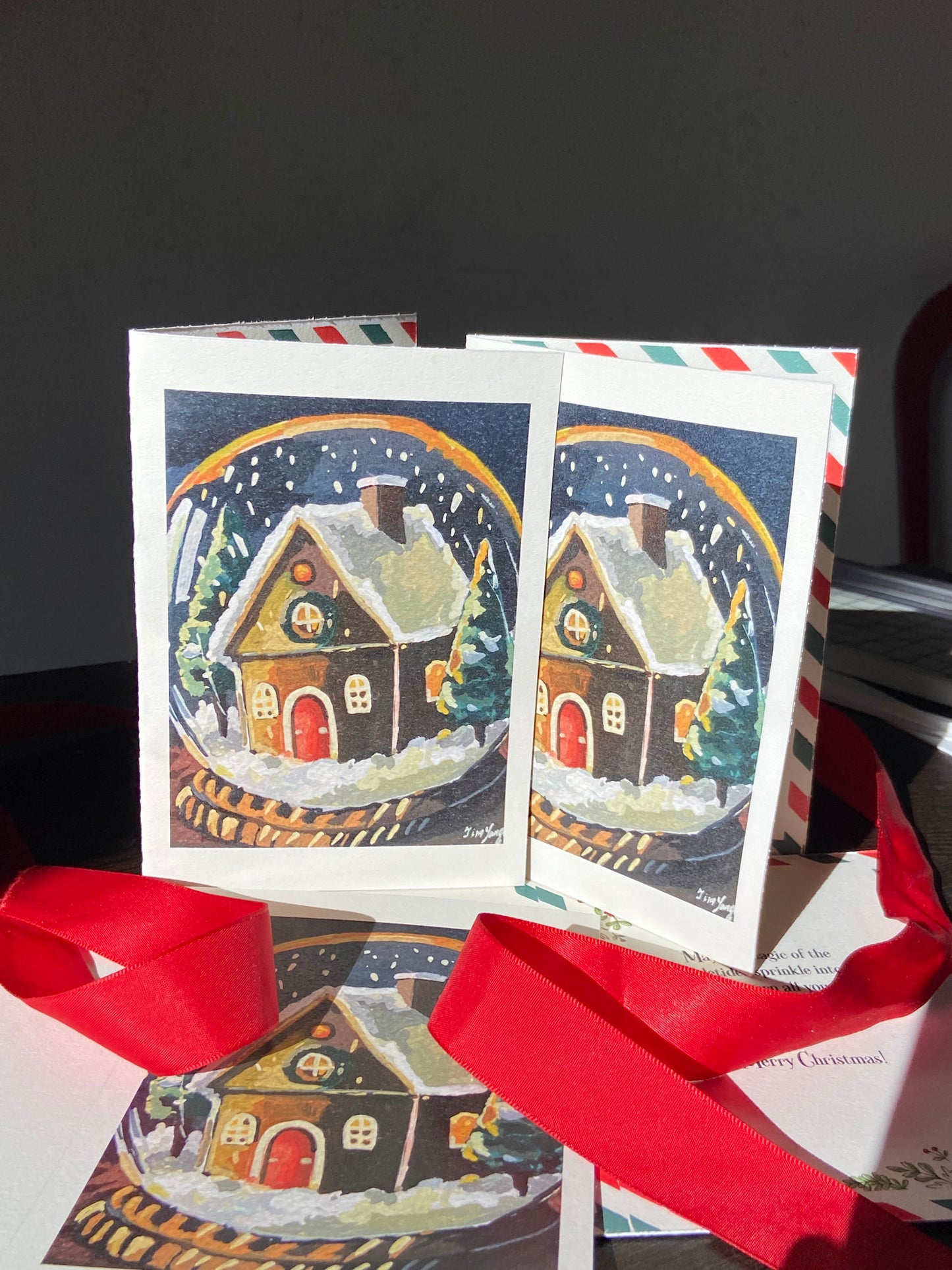 Snow globe, Christmas card